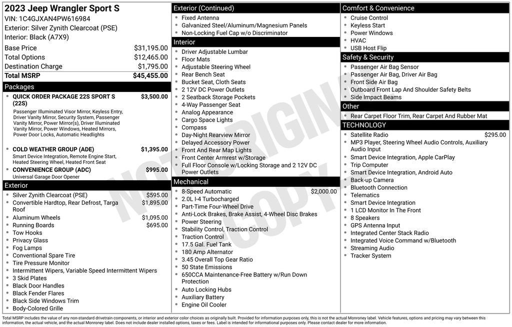 2023 Jeep Wrangler 2-Door Sport S 4x4