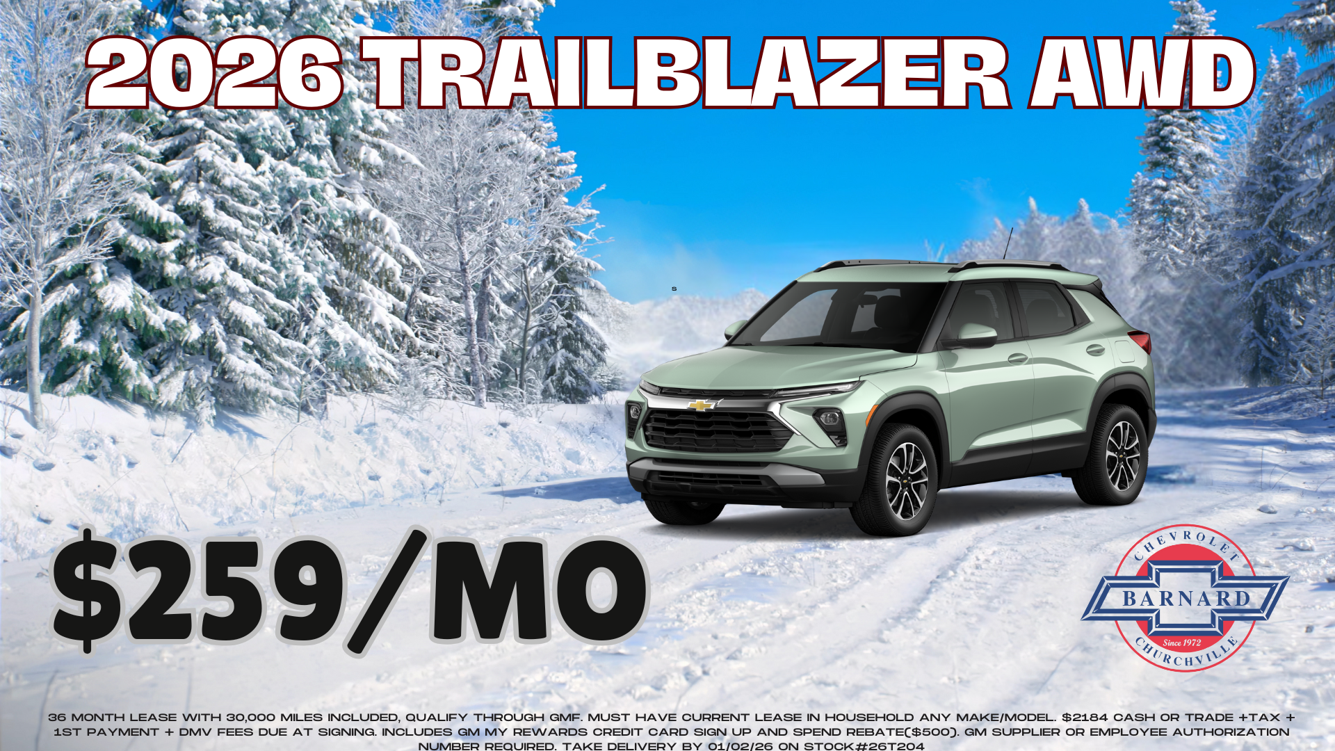 2026 Trail Blazer LT AWD Lease Special